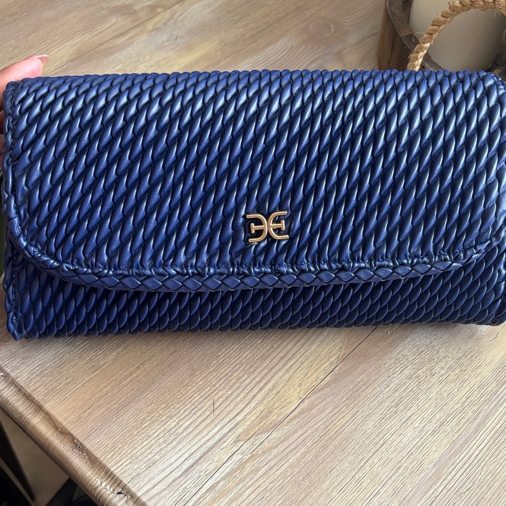 Sam Edelman Navy Blue Textured Clutch